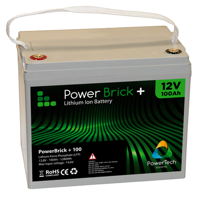 Battery - 100Ah - 1.28kWh PowerBrick+ LiFePO4